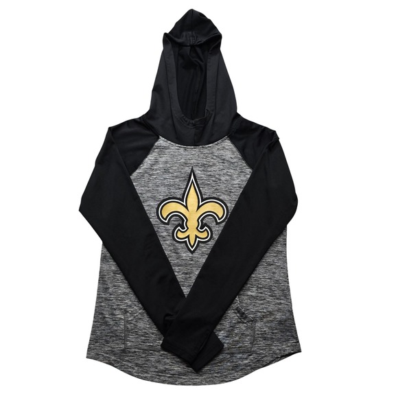 4Her Tops - NFL Saints‎ G-III 4Her Hoodie Gray Black Logo Womens Small